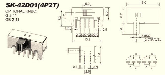 【供有拔動(dòng)開(kāi)關(guān) 撥動(dòng)開(kāi)關(guān)SK-42D01(4P2T)】?jī)r(jià)格,廠家,圖片,電工開(kāi)關(guān),深圳市福田區(qū)深洪威電子銷售部-